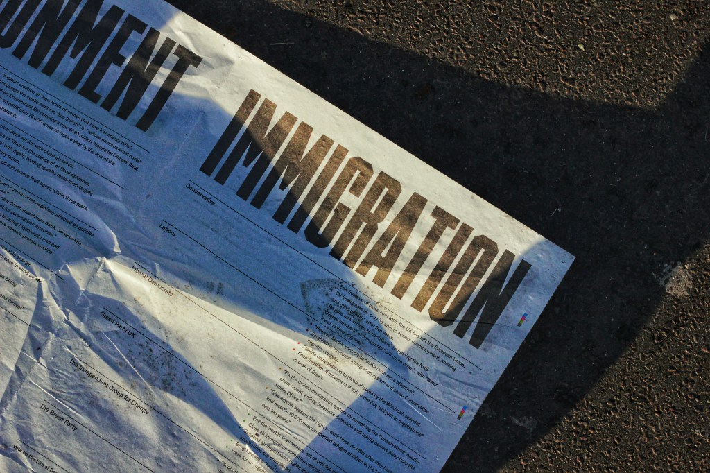 Leaflet with the headline IMMIGRATION